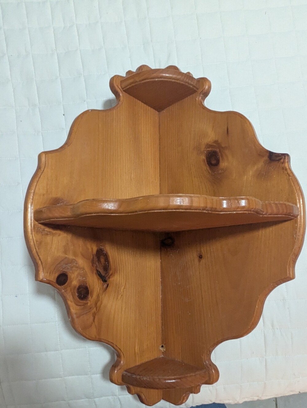 Antique Vintage Wood Wooden Corner Wall Shelf 3  Tiered Shelf Shelves